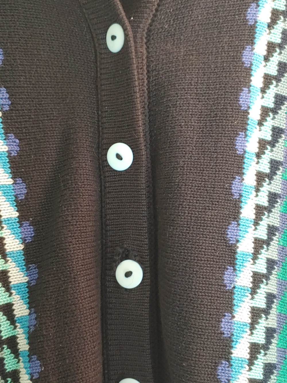 Vintage The Clever Shepherd Cotton Cardigan Black Geometric Unisex Size XXL - Picture 3 of 8